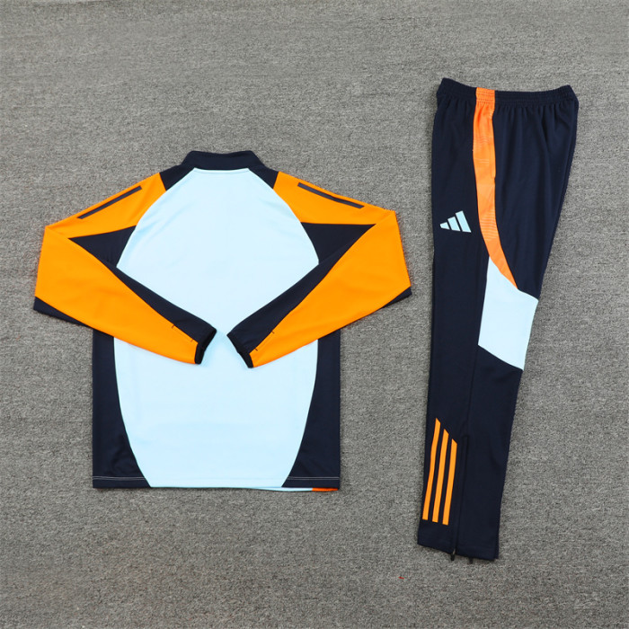 Real Madrid tracksuit 24/25 light blue with yellow Quater Zip Training Kit