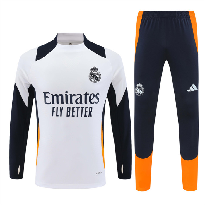 Real Madrid tracksuit 24/25 white with navy blue Quater Zip Training Kit