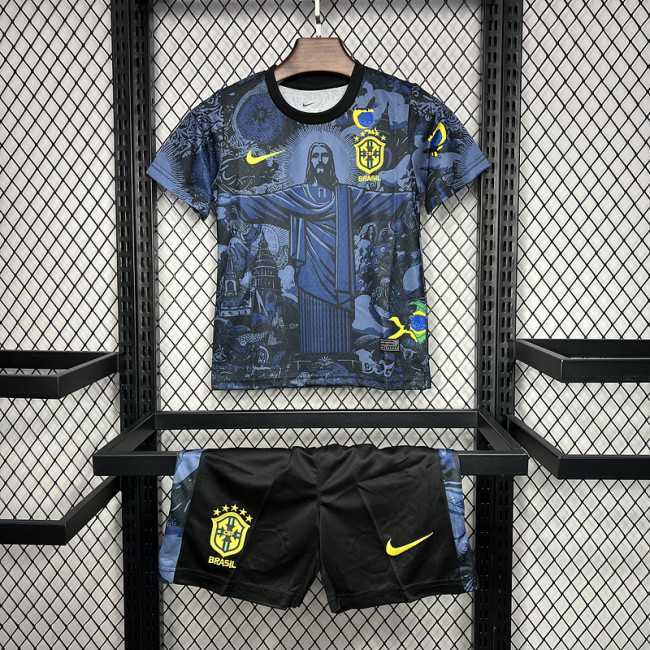 Brasil Brazil jersey Jesus Special Edition Kids Kits Dark Blue