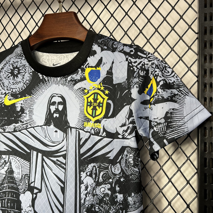 Brasil Brazil Jersey Kids Kits Jesus Special Edition Gray