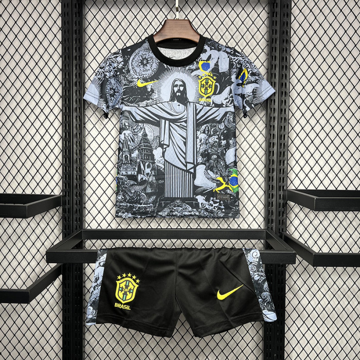 Brasil Brazil Jersey Kids Kits Jesus Special Edition Gray