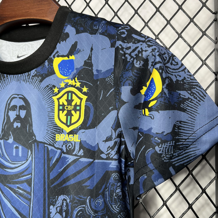 Brasil Brazil jersey Jesus Special Edition Kids Kits Dark Blue