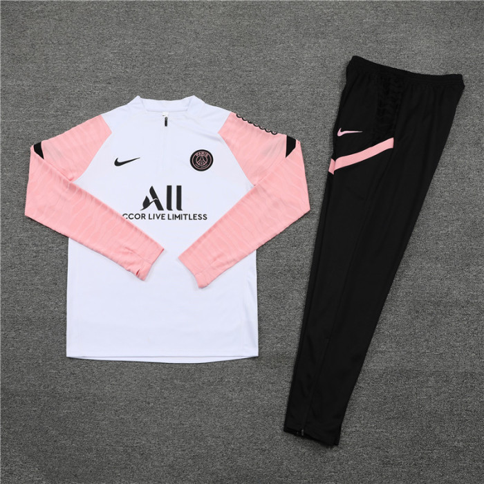 PSG tracksuit 21/22 white with pink Quater Zip Training Kit