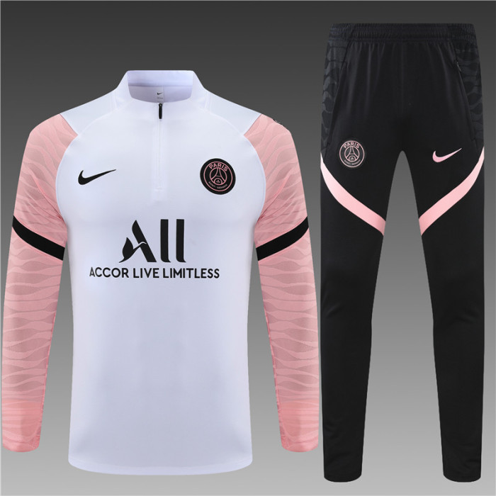 PSG tracksuit 21/22 white with pink Quater Zip Training Kit