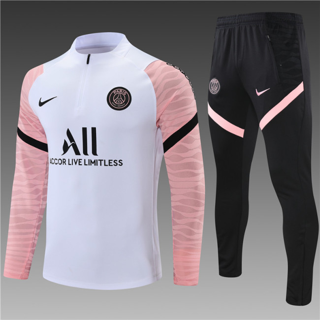 PSG tracksuit 21/22 white with pink Quater Zip Training Kit