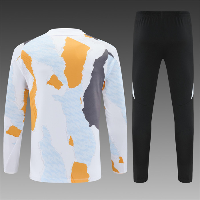Real Madrid Tracksuit 24/25 Yellow With White Quater Zip Training Kit