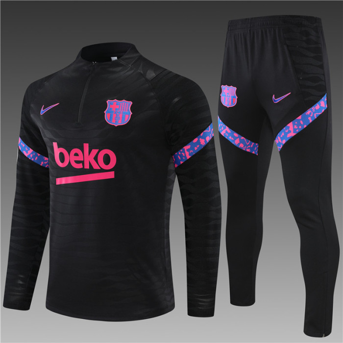 Barcelona Tracksuit 21/22 Black Quater Zip Training Kit
