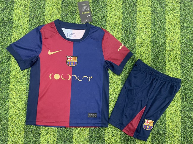 Barcelona ColdPlay Special Jersey 24/25 Home Kids Kits