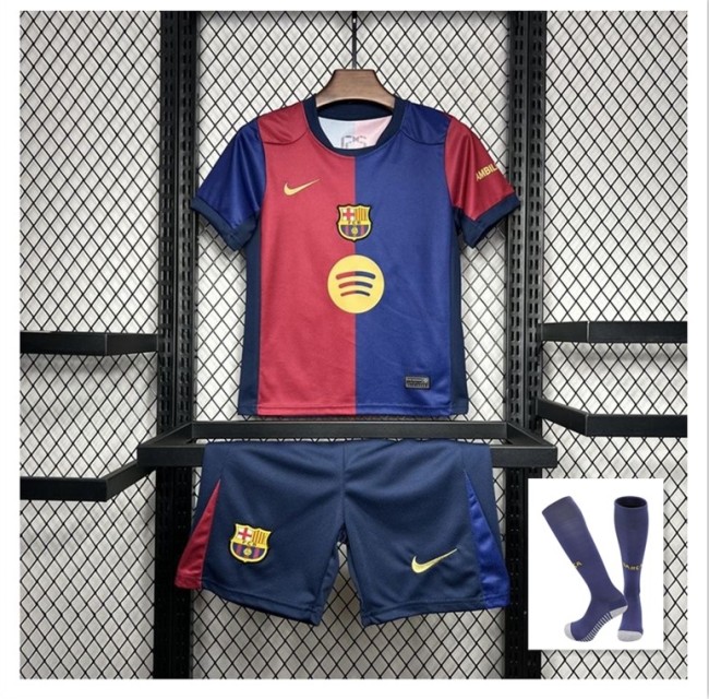 Barcelona 24/25 Home Kit for Kids player version with sock