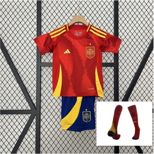 Spain Jersey 2024  Home Kids Kits with socks