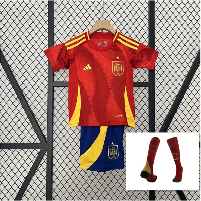 Spain Jersey 2024  Home Kids Kits with socks