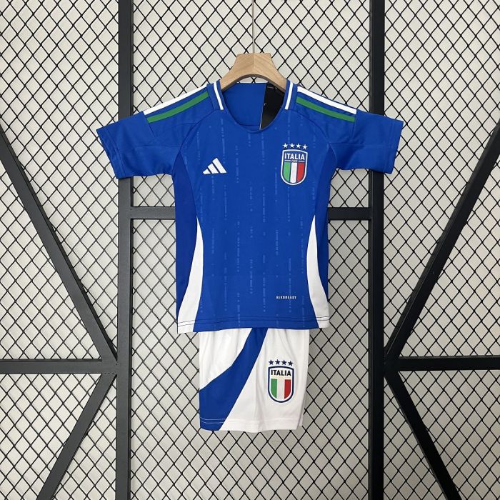 Italy Home Kids Kits 2024 Euro Cup
