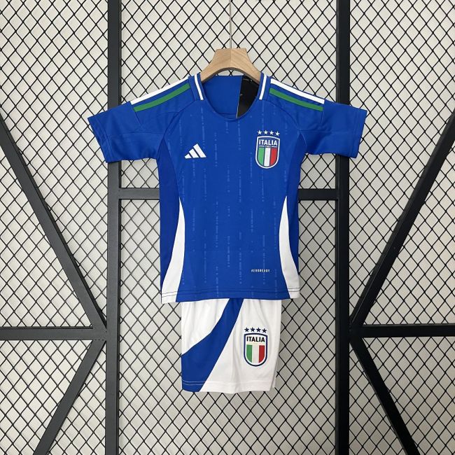 Italy Home Kids Kits 2024 Euro Cup