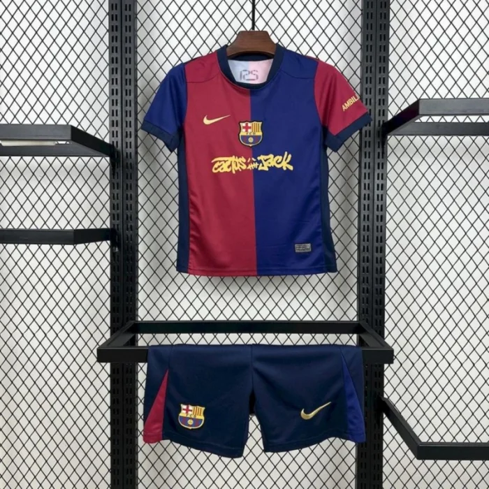Travis Scott X Barcelona jersey 24/25 Home Kids Kits