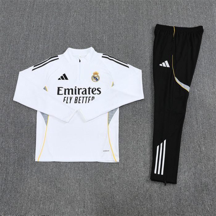 Real Madrid Tracksuit 25/26 White Quater Zip Training Kit