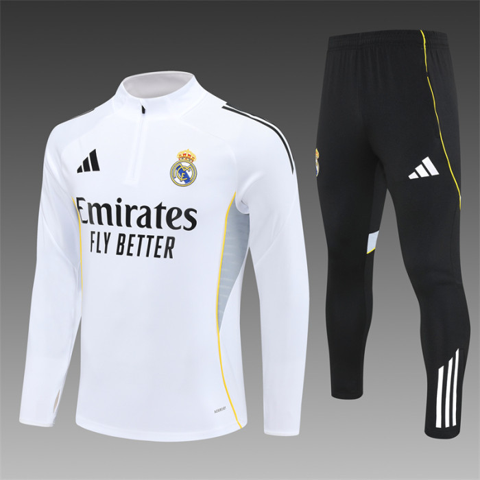 Real Madrid Tracksuit 25/26 White Quater Zip Training Kit