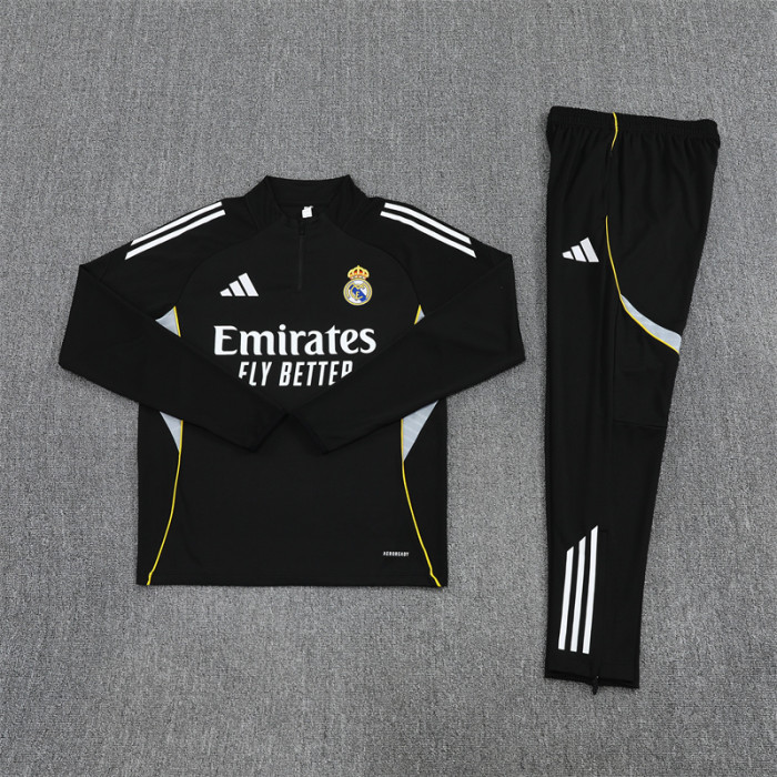 Real Madrid Tracksuit 25/26 Black Quater Zip Training Kit