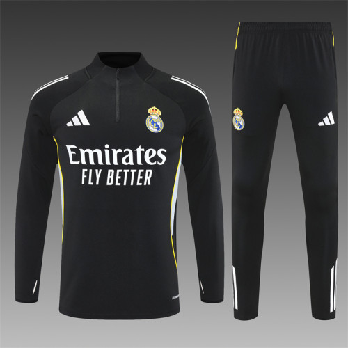 Real Madrid Tracksuit 25/26 Black Quater Zip Training Kit