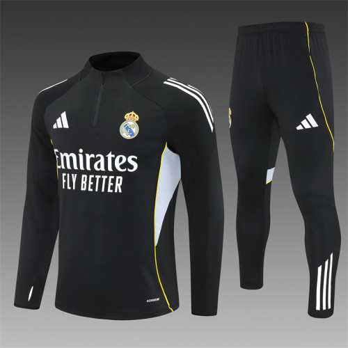 Real Madrid Tracksuit 25/26 Black Quater Zip Training Kit