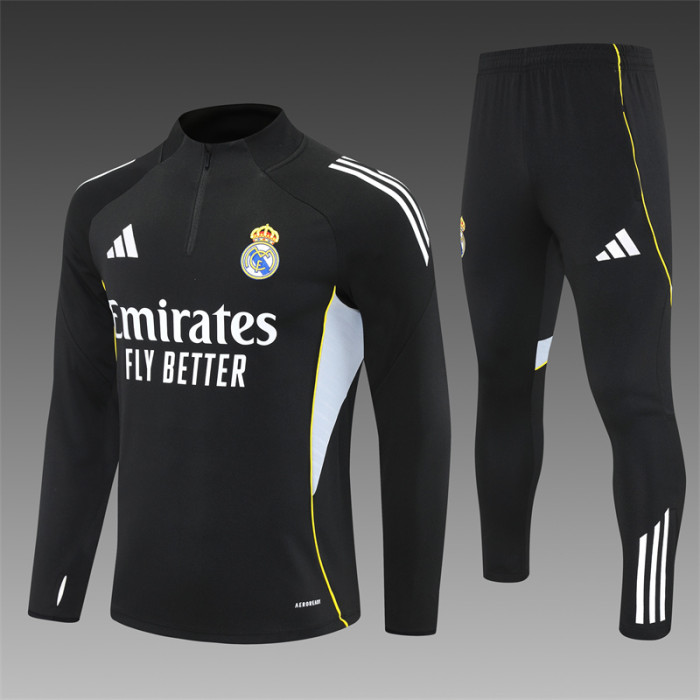 Real Madrid Tracksuit 25/26 Black Quater Zip Training Kit