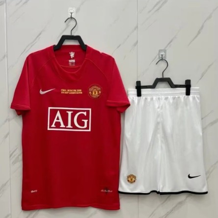 Manchester United Jersey 2007-2008 Champions League Home Kit With Short For Men