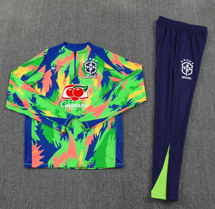 Brazil Brésil Brasile Tracksuit 25/26 green Quater Zip Training Kit chandal survetement Brasil