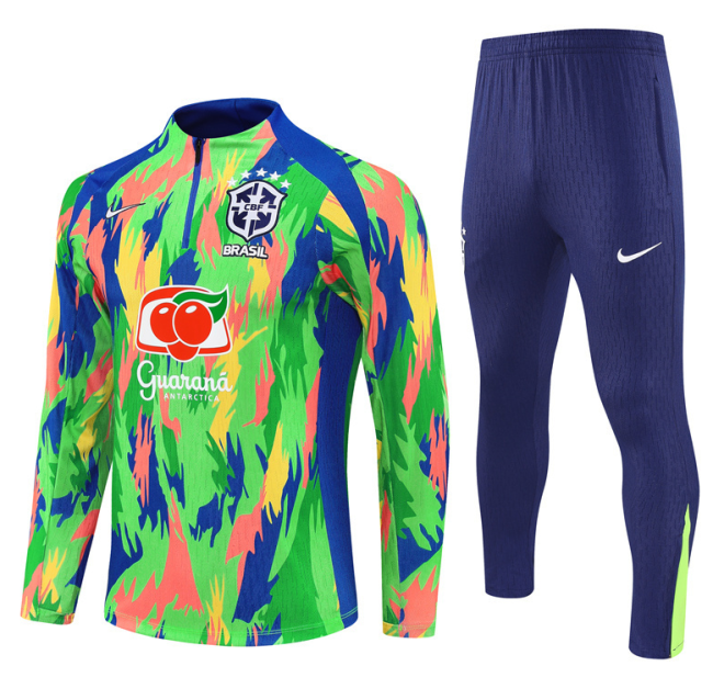 Brazil Brésil Brasile Tracksuit 25/26 green Quater Zip Training Kit chandal survetement Brasil