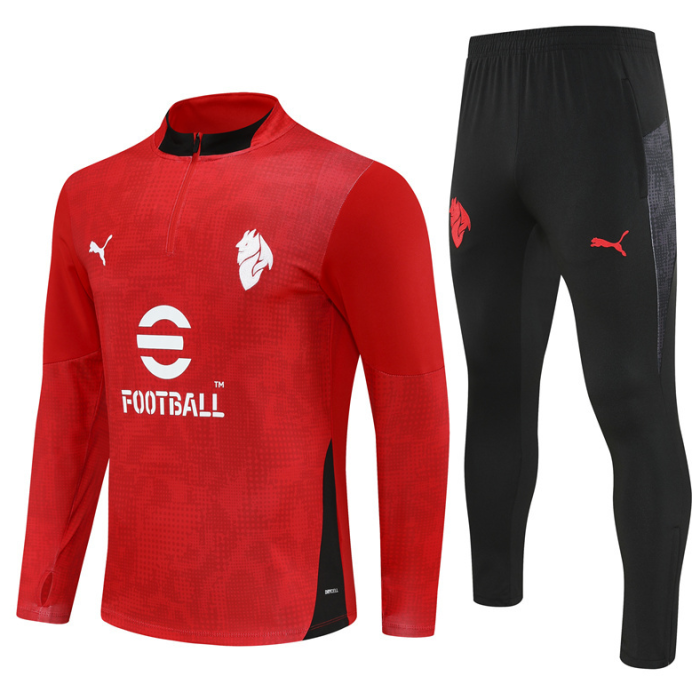 AC Milan tracksuit 25/26 red with black Quater Zip Training Kit