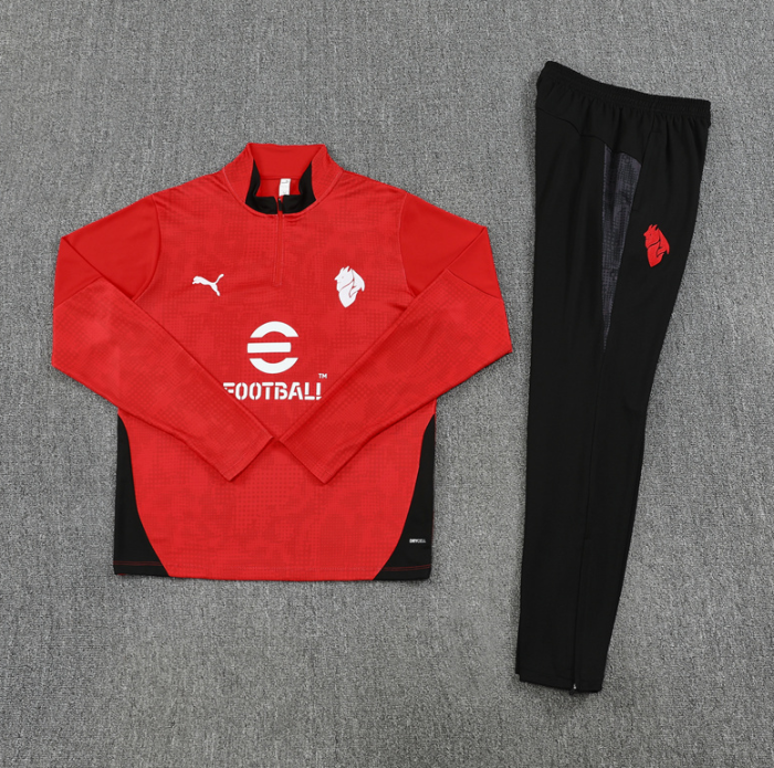 AC Milan tracksuit 25/26 red with black Quater Zip Training Kit