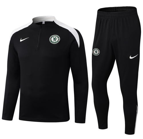 2526 Chelsea Black Tracksuit training kit
