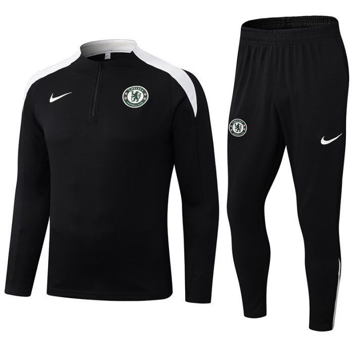 2526 Chelsea Black Tracksuit training kit