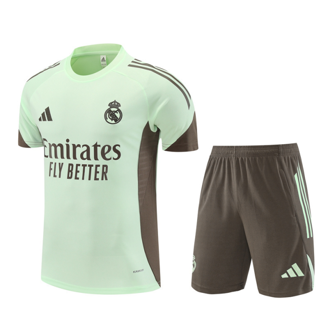 2526 Short sleeved Real Madrid Light Green training kit mens and kids