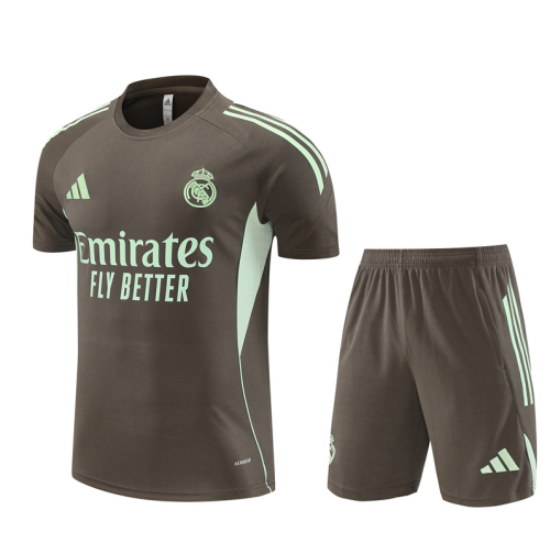 2526 Real Madrid short sleeved khaki training men and kids