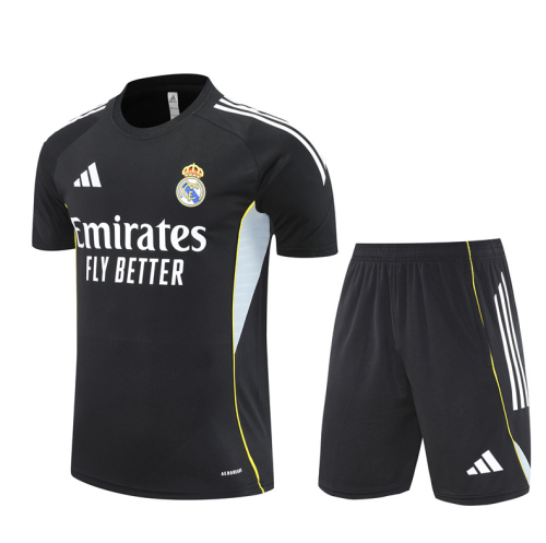 2526 Short-sleeved Real Madrid Training Black Men's and Kids kit
