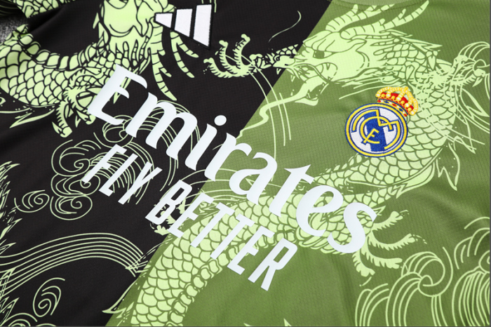 2526 Short-sleeved Real Madrid Black and Green training kit mens and kids