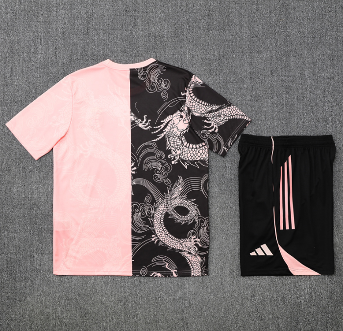 2526 Short-sleeved Real Madrid Black Pink training kit mens and kids
