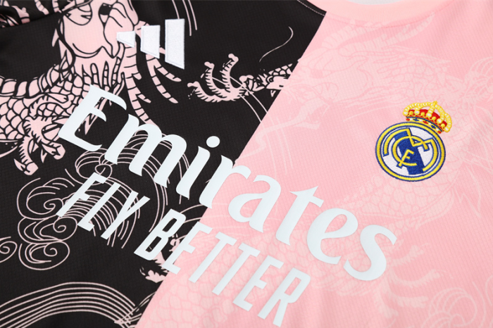 2526 Short-sleeved Real Madrid Black Pink training kit mens and kids