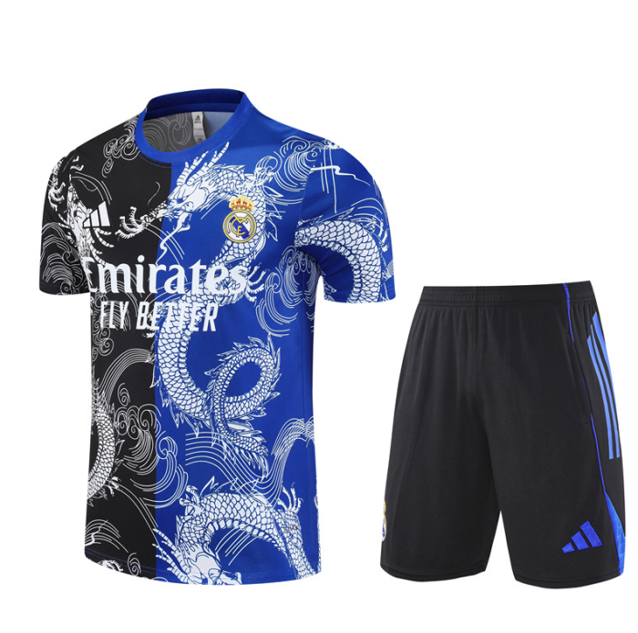 2526 Short-sleeved Real Madrid Black Orchid  training kit mens and kids