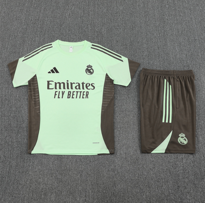 2526 Short sleeved Real Madrid Light Green training kit mens and kids