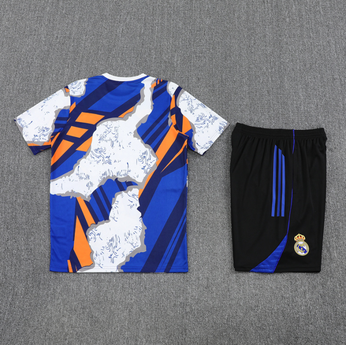 2526 Short sleeved Real Madrid yellow and blue camouflage training kit mens and kids