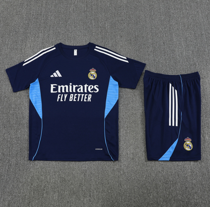 2526 Short-sleeved Real Madrid Royal Blue training kit mens and kids