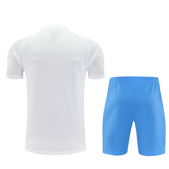 2526 Short sleeved Real Madrid White with light blue shorts training kit mens and kids
