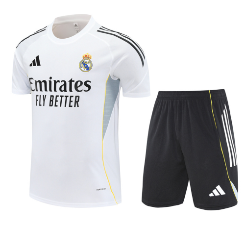2526 Real Madrid short sleeved training kit white mens and kids