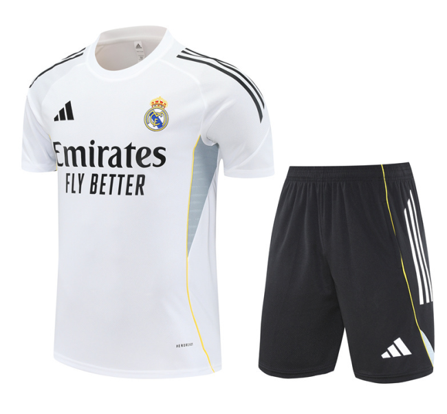 2526 Real Madrid short sleeved training kit white mens and kids