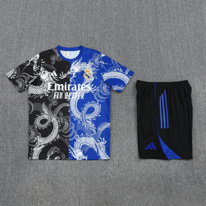 2526 Short-sleeved Real Madrid Black Orchid  training kit mens and kids