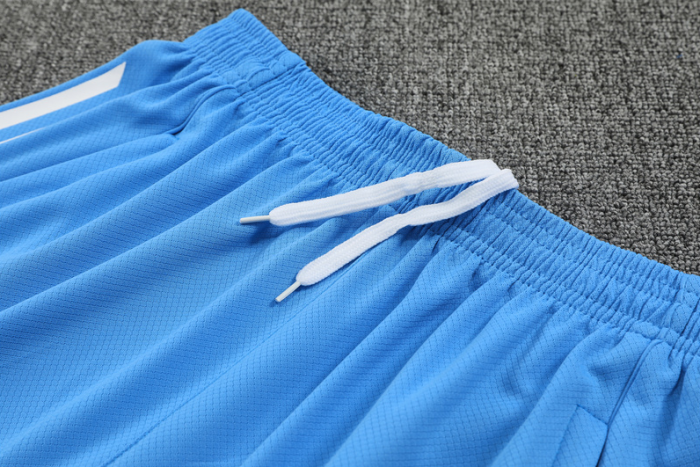 2526 Short sleeved Real Madrid White with light blue shorts training kit mens and kids