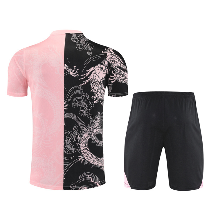 2526 Short-sleeved Real Madrid Black Pink training kit mens and kids