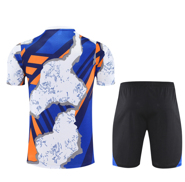 2526 Short sleeved Real Madrid yellow and blue camouflage training kit mens and kids