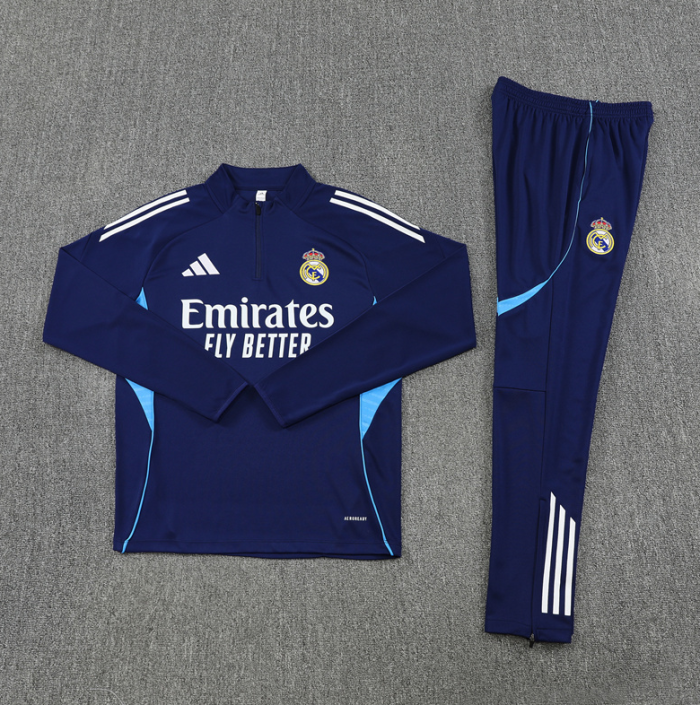 2526 Real Madrid Royal Blue Tracksuit kit training quarter zipper