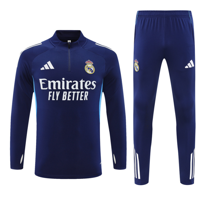 2526 Real Madrid Royal Blue Tracksuit kit training quarter zipper